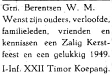 adv. kerst 1949 W.M. Berendsen 