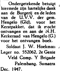adv. dec. 1947 J.W. Hoekman 