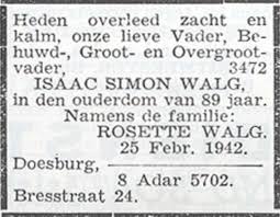 download rouw advertentie Isaac Simon Walg Doesburg