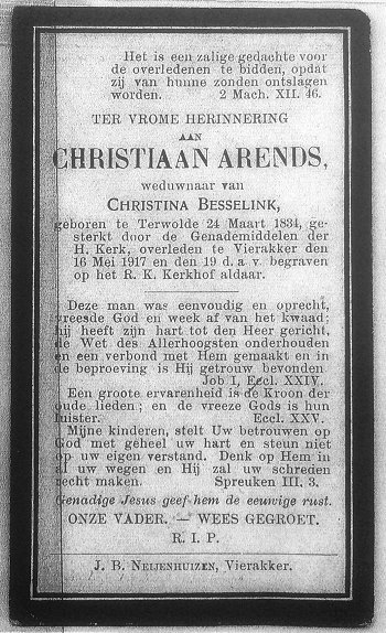 1917 Bidprentje C. Arends