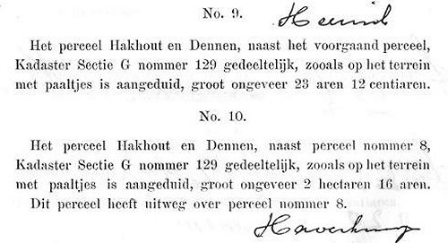 knipsel uit veilingboekje van jaar 1906 (verkoop Heerink en Elferink en percelen)