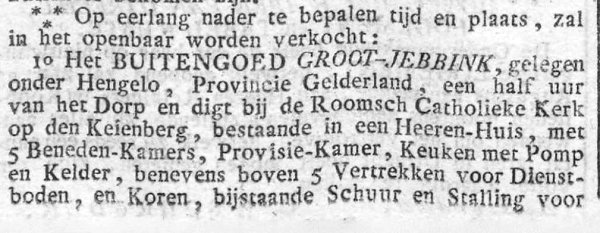 1837 Gr. Jebbink verkoop Hist. Kranten dl. I