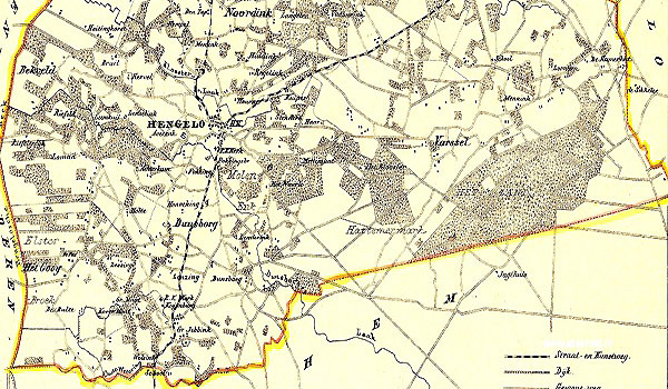 Kaart 1867 Marke Hengelo en de Dunsborg Hattemermark