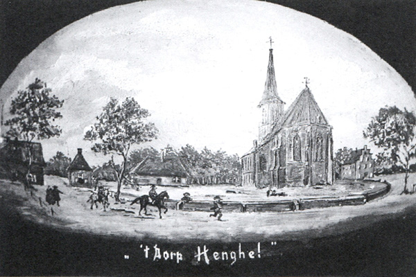 Eerste school rechts naast de kerk foto W. Luimes